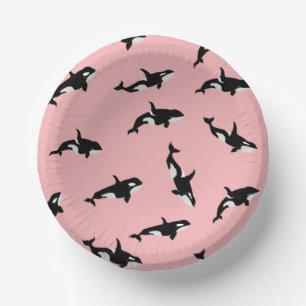 Orca Whale Illustration Pod Pattern Sea Baby Pink Pappteller