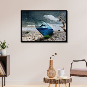 Orca Whale in einer Flasche Print Poster Kunstwerk