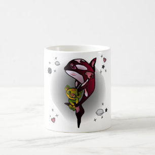 Orca Whale mit Teddy Bear im Space Graphic Design Kaffeetasse