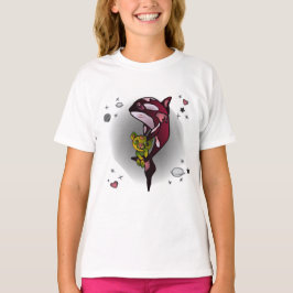 Orca Whale mit Teddy Bear im Space Graphic Design T-Shirt
