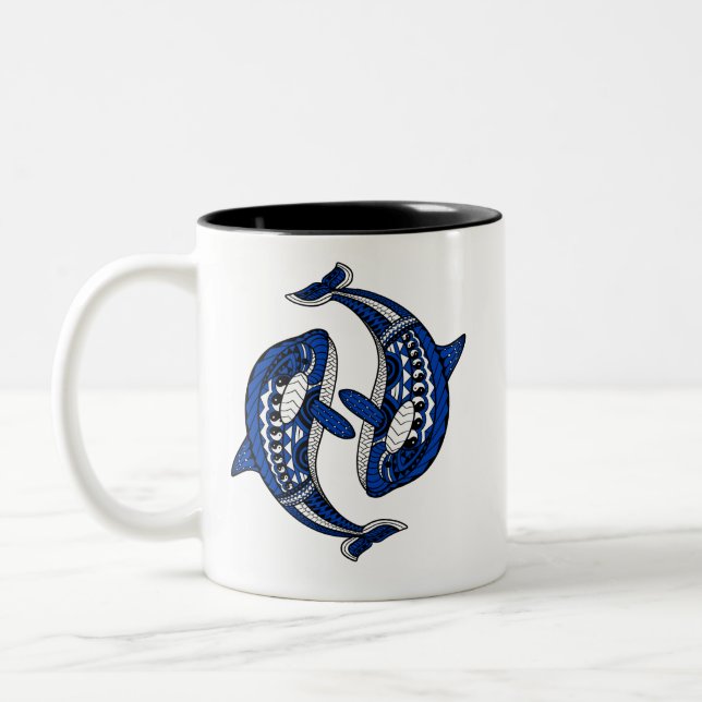 Orca Whale Ocean Animals Zweifarbige Tasse (Links)