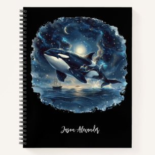 Orca Whale Sailing Nautical Ship School Notebook Notizbuch