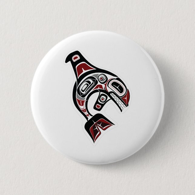 Orca Whale Salish Design Pazifik Nordwestliche Ein Button (Vorderseite)