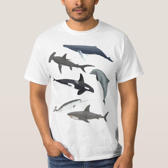 Orca Whale Shark Narwhal Dolphin Sea Creatures T-Shirt (Vorderseite)