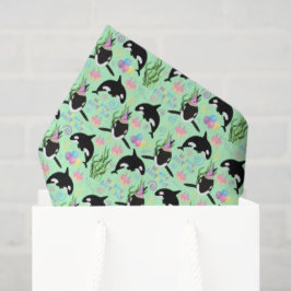 Orca Whale Tissue Paper in Green Seidenpapier