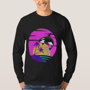 Orca Whale Vintag Sunset 80er Retro Long Sleeve T-Shirt