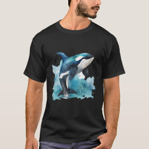 Orca Whale Watercolor Ocean Water Splash T-Shirt
