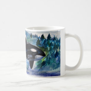Orca Whale Watercolor Tasse