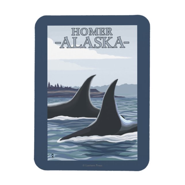 Orca Whales #1 - Homer, Alaska Magnet (Vertikal)