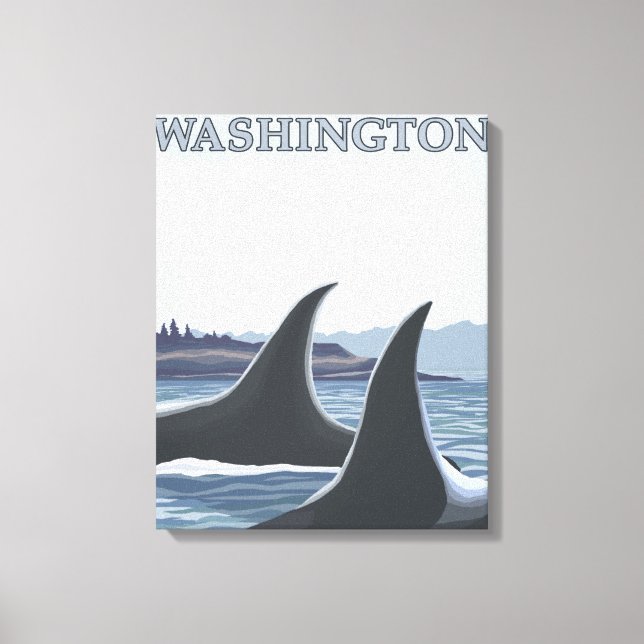 Orca Whales #1 - Lopez, Washington Leinwanddruck (Vorderseite)