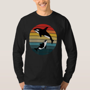 Orcafamilie Vintage Retro Schwertwal Familie T-Shirt