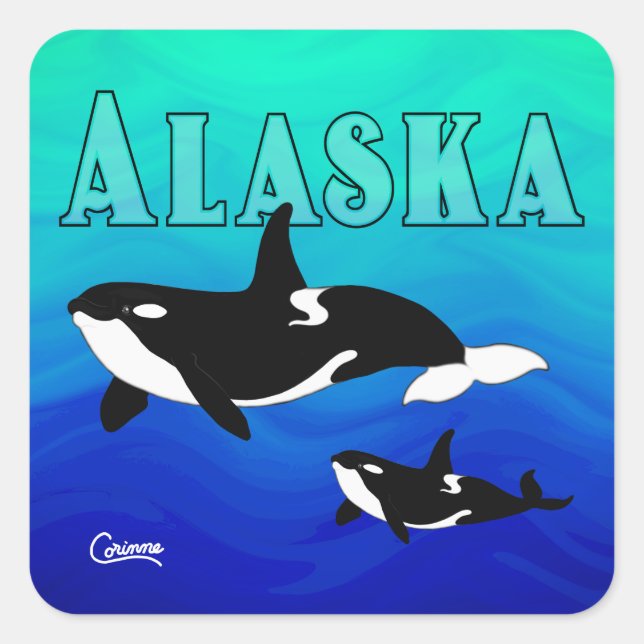 Orcas Alaska - Aufkleber für den Umschlag (Vorderseite)