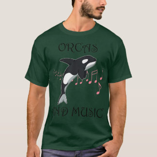 Orcas and Music Notes Musician Whale  T-Shirt