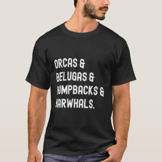 Orcas Belugas Humpbacks Narwhals Whale Retro Art T-Shirt
