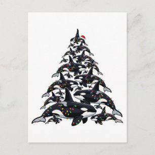 Orcas-Christbaum für Ozean- und Meeresleben-Liebe Feiertagspostkarte