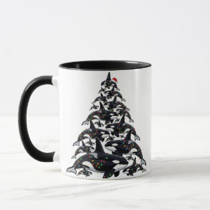 Orcas-Christbaum für Ozean- und Meeresleben-Liebe Tasse