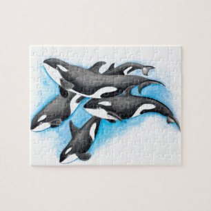 Orcas in blau puzzle