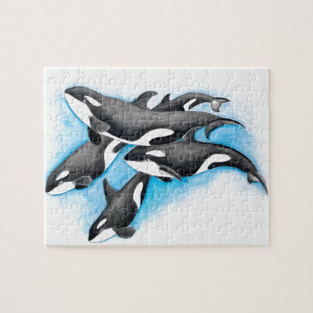 Orcas in blau puzzle (Horizontal)
