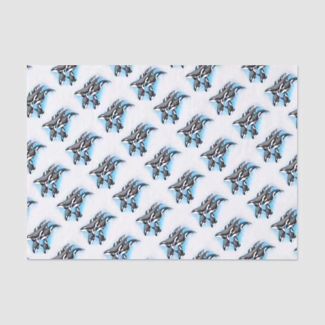 Orcas in blau seidenpapier (Vorderseite)