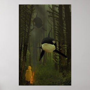 Orcas in einem mystischen Wald Poster