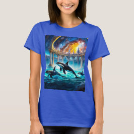 Orcas in Galaxy Castle Design von Rich AMeN Gill T-Shirt