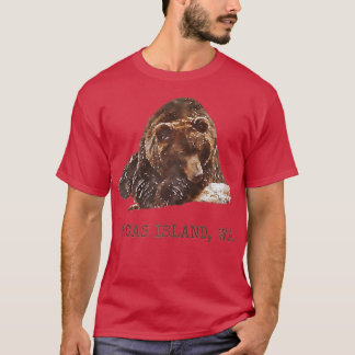Orcas Island Brown Grizzle Bär in Snow Washington T-Shirt