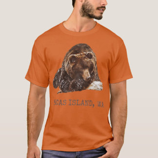 Orcas Island Brown Grizzle Bär in Snow Washington T-Shirt