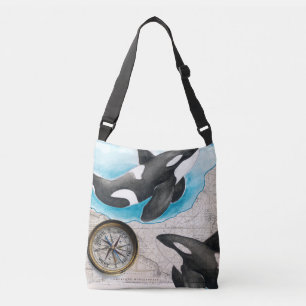 Orcas-Karte Tragetaschen Mit Langen Trägern