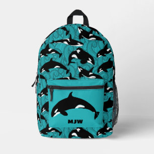Orcas Killer Whales Aquamarin Blue Personalisiert Bedruckter Rucksack