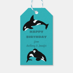 Orcas Killer Whales Aquamarin Blue Personalisiert Geschenkanhänger