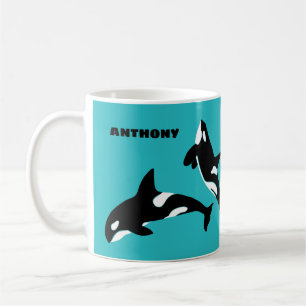 Orcas Killer Whales Aquamarin Blue Personalisiert Kaffeetasse