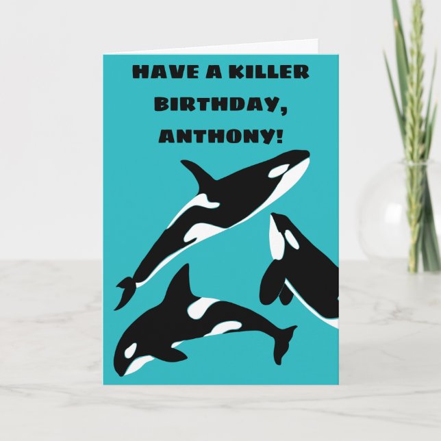 Orcas Killer Whales Aquamarin Blue Personalisiert Karte (Vorderseite)