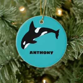 Orcas Killer Whales Aquamarin Blue Personalisiert Keramik Ornament