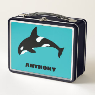Orcas Killer Whales Aquamarin Blue Personalisiert Metall Brotdose