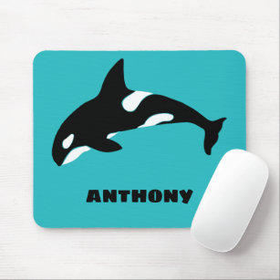 Orcas Killer Whales Aquamarin Blue Personalisiert Mousepad