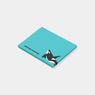 Orcas Killer Whales Aquamarin Blue Personalisiert Post-it Klebezettel