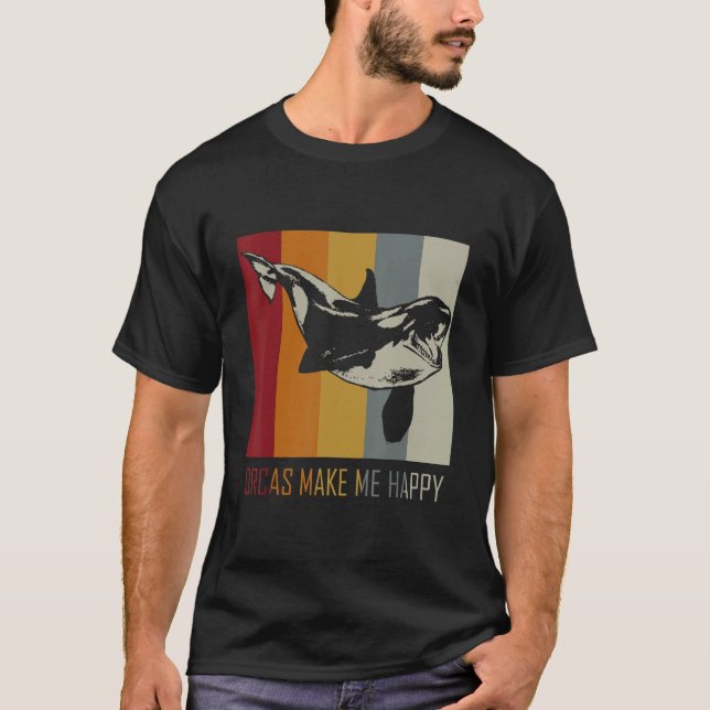 Orcas machen mich glücklich Killer Whale T-Shirt (Vorderseite)