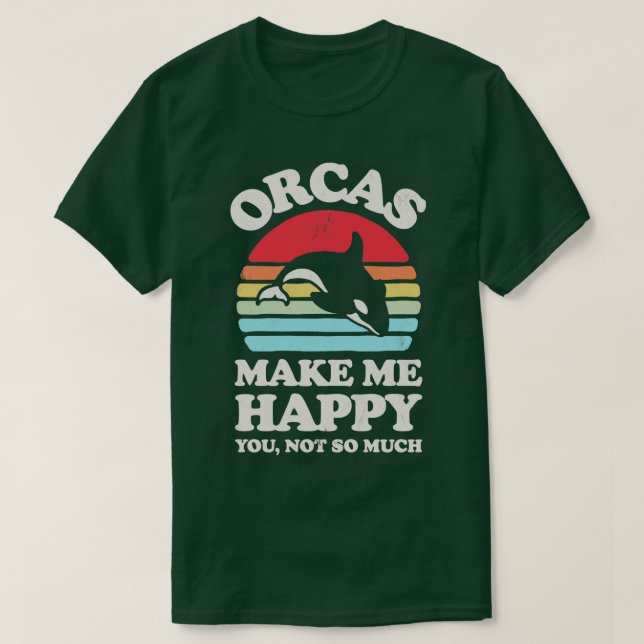 Orcas machen mich glücklich Sunset Retro für Männe T-Shirt (Design vorne)