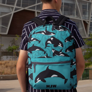 Orcas Schwertwale Türkisblaue Personalisierung Bedruckter Rucksack