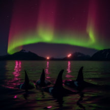 Orcas Swim in Lila Aurora - Killerwal