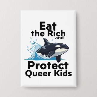Orcas und queere Kinder Button