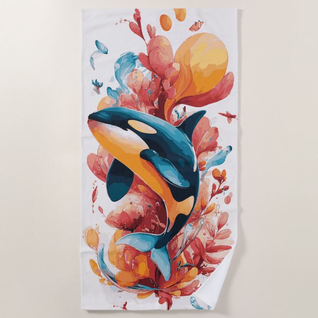 Orcawal-Ozean-Kunstillustration Strandtuch (Vorderseite)