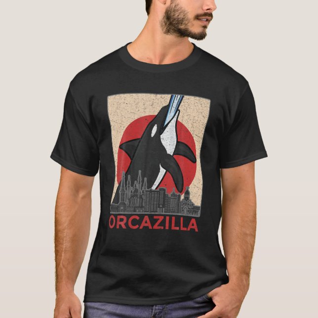 Orcazilla - Funny Killer Whale Orca T-Shirt (Vorderseite)