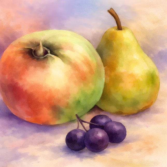 Orchard Harvest Gift Wrap Sheets — Set of 3 Geschenkpapier Set (Hand-Painted apple, pear and berries - elegant gift wrap for home made or gifts from the kitchen )