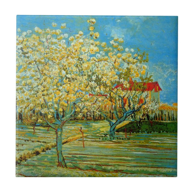 Orchard in Blossom von Vincent van Gogh Fliese (Vorderseite)