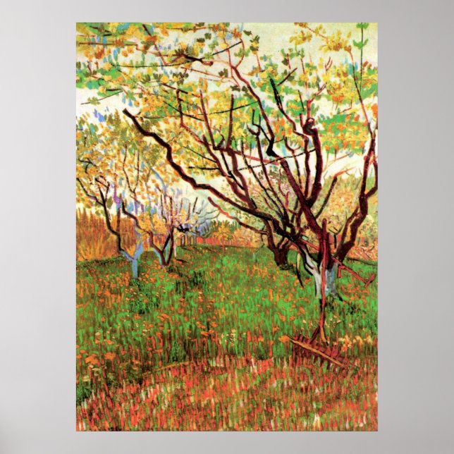 Orchard in Blossom von Vincent van Gogh Poster (Vorne)