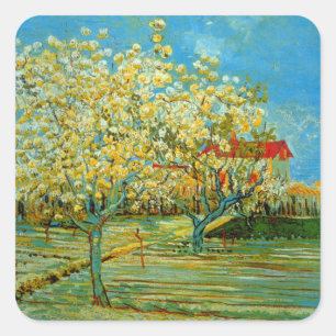 Orchard in Blossom von Vincent van Gogh Quadratischer Aufkleber