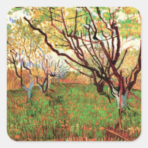 Orchard in Blossom von Vincent van Gogh Quadratischer Aufkleber