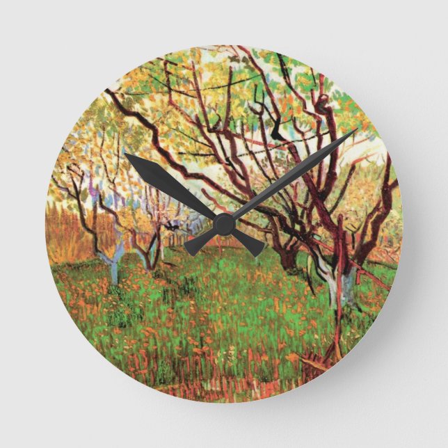 Orchard in Blossom von Vincent van Gogh Runde Wanduhr (Vorderseite)