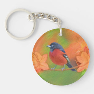 Orchard Oriole Songbird Malerei Original Bird Art Schlüsselanhänger